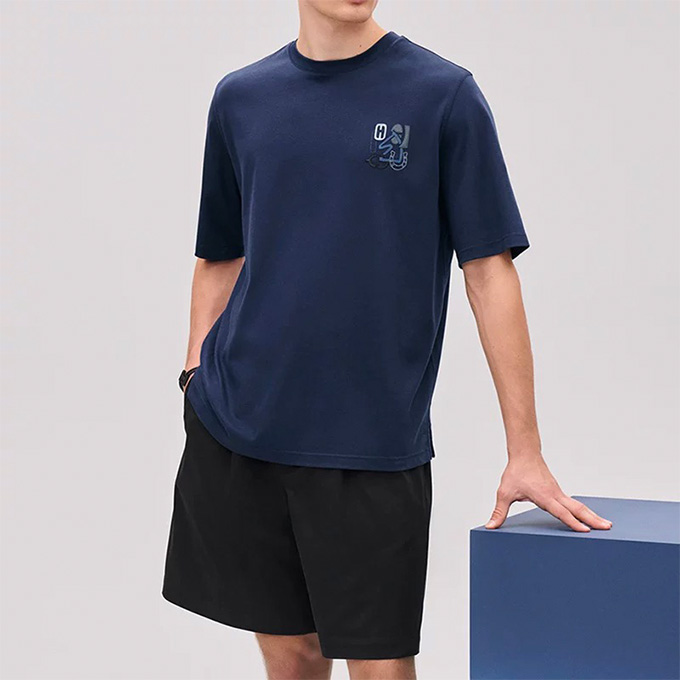 hermes equestrian embroidered chest motif crew neck short sleeve cotton t-shirt